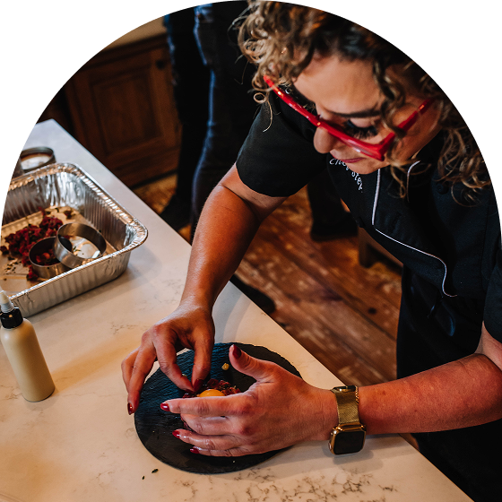 Chef preparing food in a kitchen