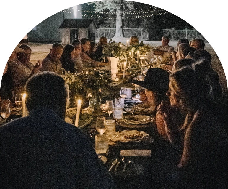 Evening gathering with candles and food